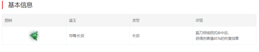 《永劫无间》夺魂长剑魂玉图鉴介绍