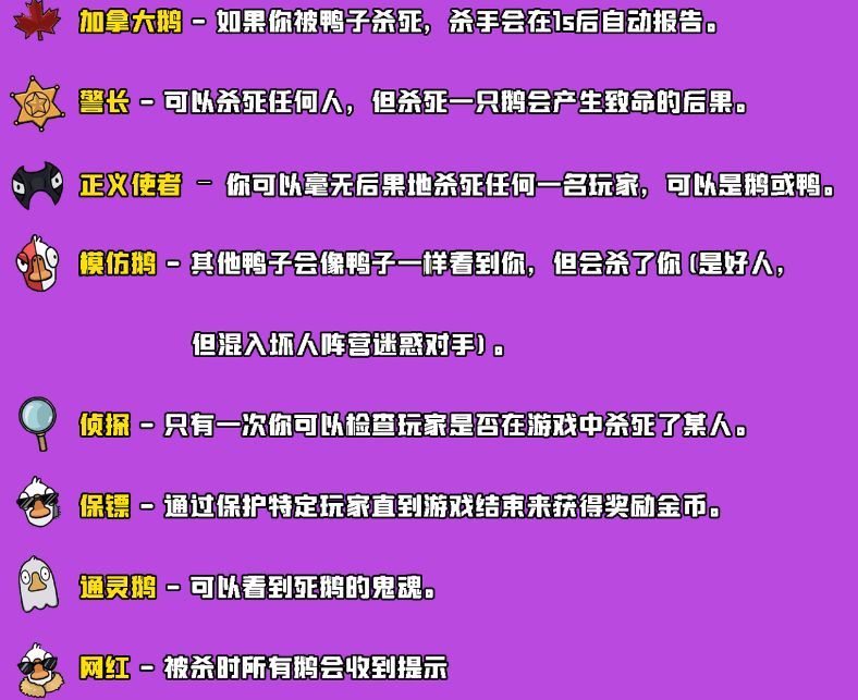 鹅鸭杀各职业玩法是什么