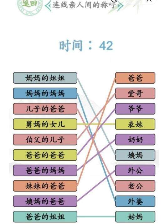 《汉字找茬王》连线亲人间的称呼怎么玩